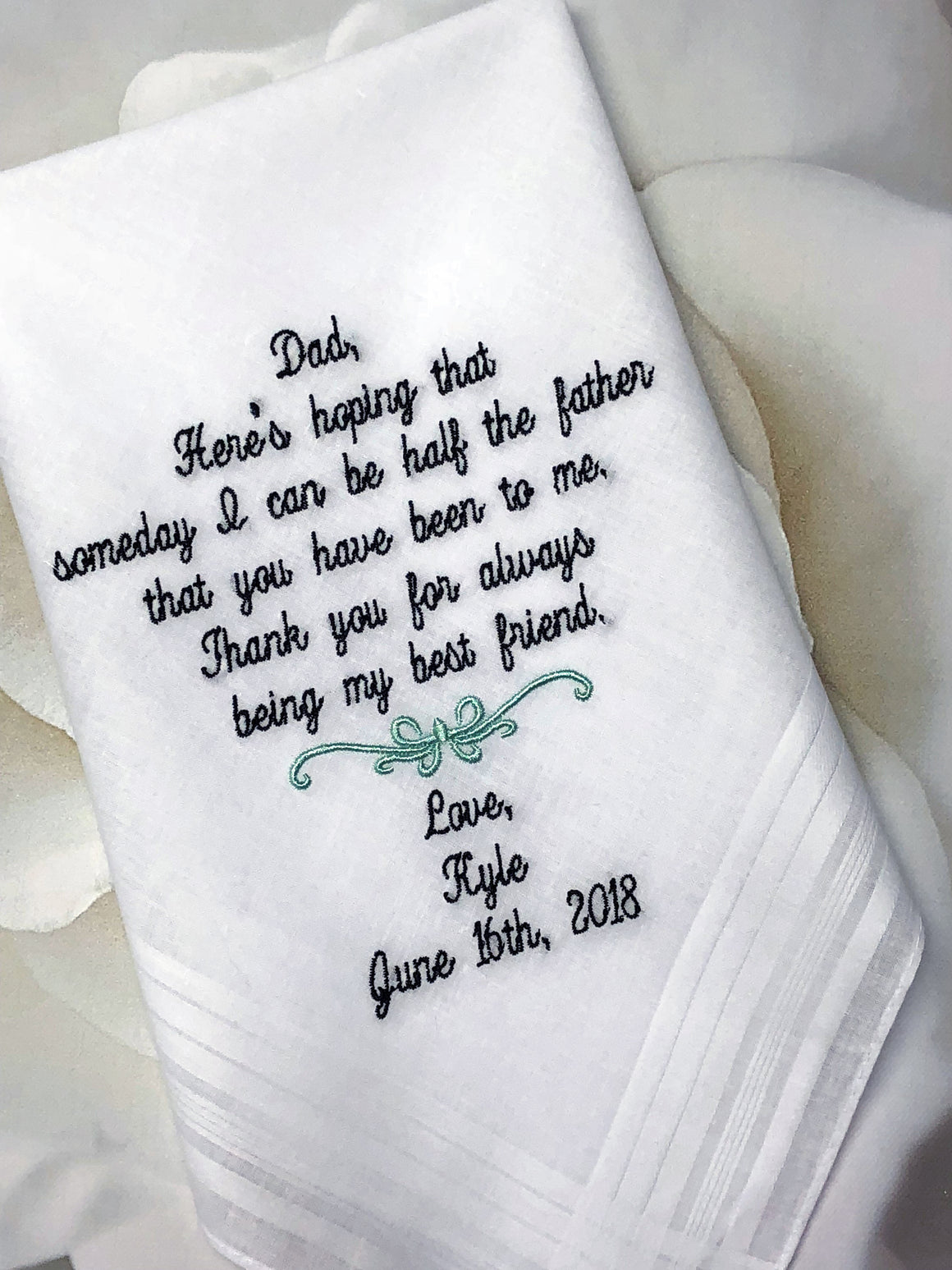 Wedding Handkerchief. Personalized Father of the Bride Wedding Gift -Father In Law Wedding Handkerchief. CUSTOMIZED~EMBROIDERED Hankies
