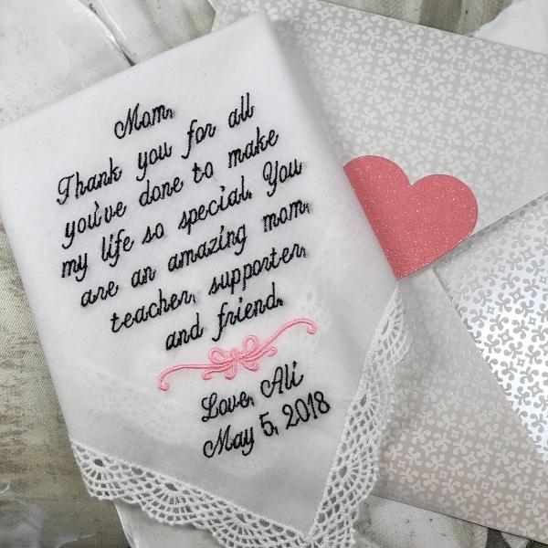 Mother of the Bride Handkerchief-Wedding Hankerchief-EMBROIDERED-CUSTOMIZED-Wedding Hankies-Mother of the Bride Gift-EMbrODeRiED11CUstOmIZeD