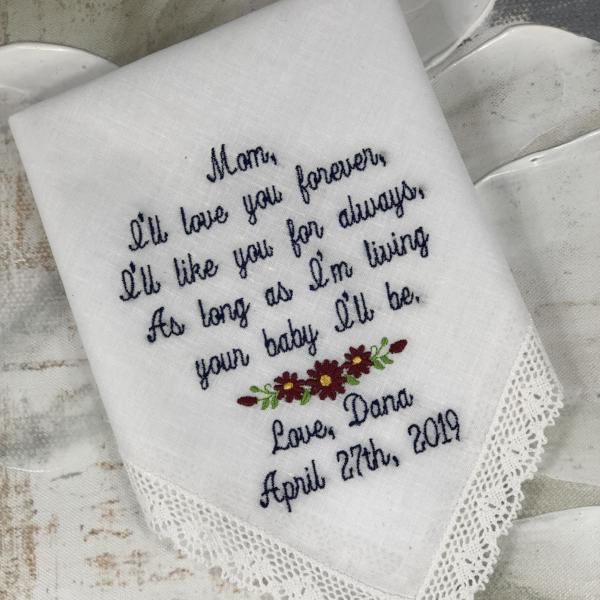 Mom, I'll love you forever, I'll like you for always, As long as I'm living, your baby I'll be. Love, Dana April 17, 2019