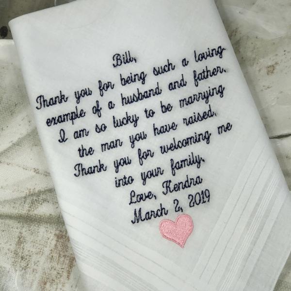 Gift For Dad, Wedding gifts, Embroidered Wedding Handkerchief, Wedding gift For Father Of The Groom, Personalized Custom Gifts, Gift Father