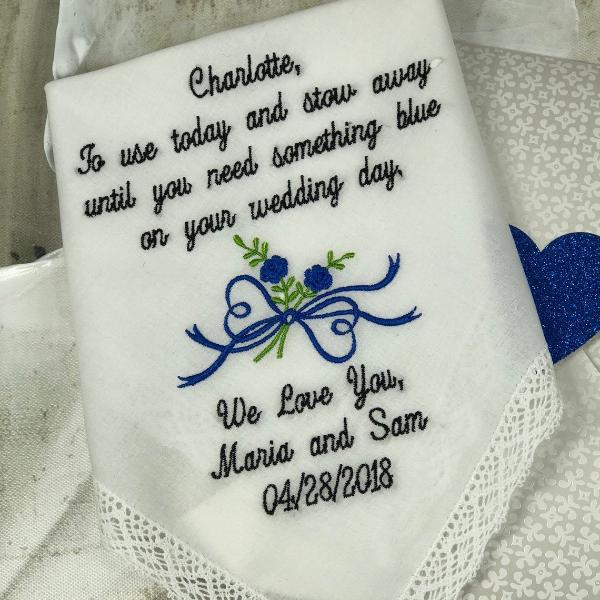 Flower Girl Wedding Handkerchief -Gift- Today You Are Young -Something Old Hankie- Scalloped Edge Cotton Wedding Hanky EMBROIDERED Hankie
