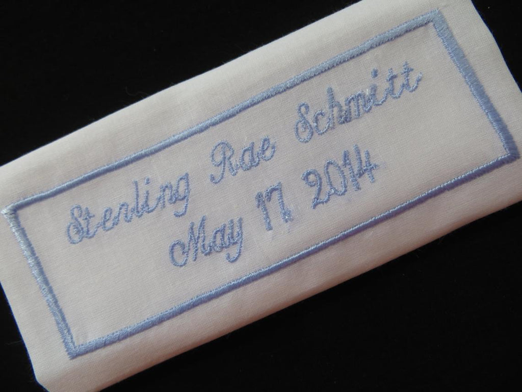 Embroidered Wedding Dress Label. This can be sewn in your wedding gown.