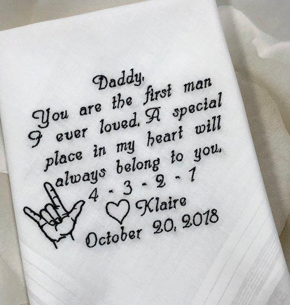 ASL Wedding Handkerchief For Dad I Love You Wedding Handkerchief For Father Of The Bride-Wedding Gift For Dad-Engagement gift - wedding gift