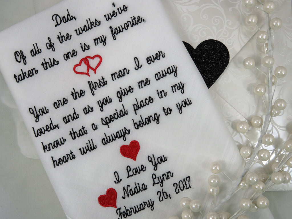 Wedding Gift -Dad Wedding Handkerchief Embroidered Father of the Bride -Personalized Wedding Hankerchief -Gift For Dad Wedding Hankie