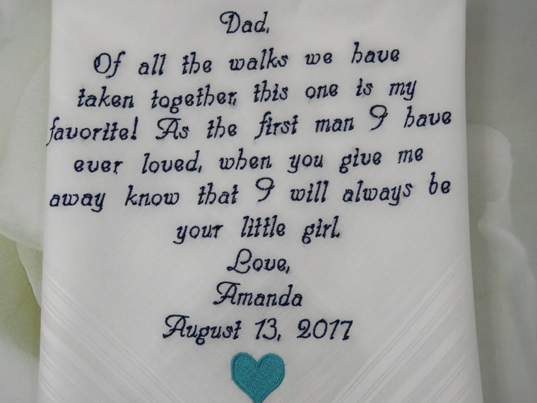 Personalized Wedding Handkerchief - Father Of The Bride Wedding Handkerchief Gift From Bride - Wedding Favor - Wedding Embroidered Gift