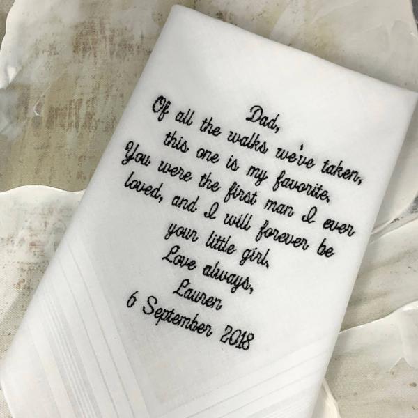 Embroidered Wedding Handkerchief For Father Of The Bride - Wedding Gift
