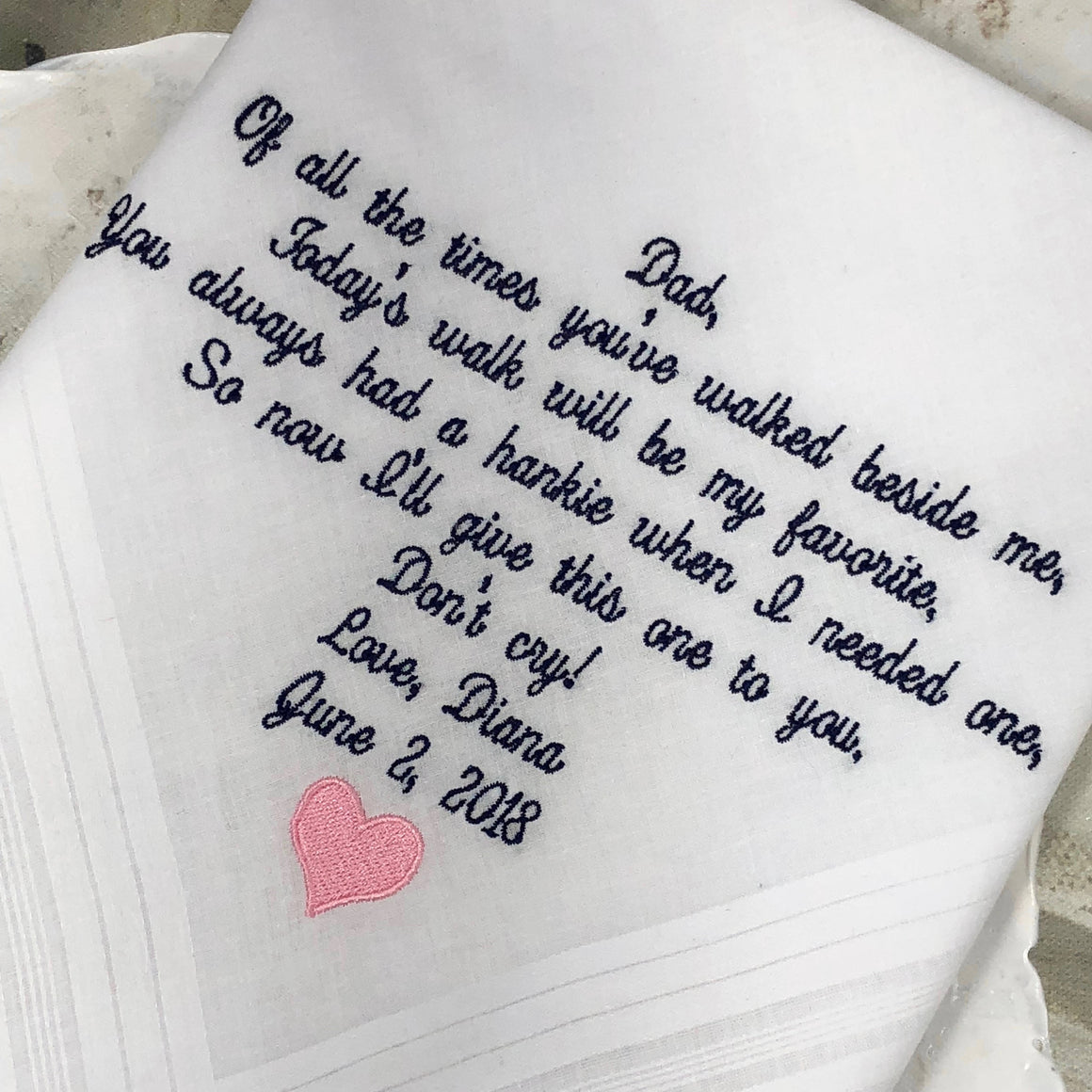 Embroidered Gift Idea Wedding Handkerchief | Personalized Wedding Hankies | Wedding Gift Idea For Father Of The Bride | Wedding gift idea