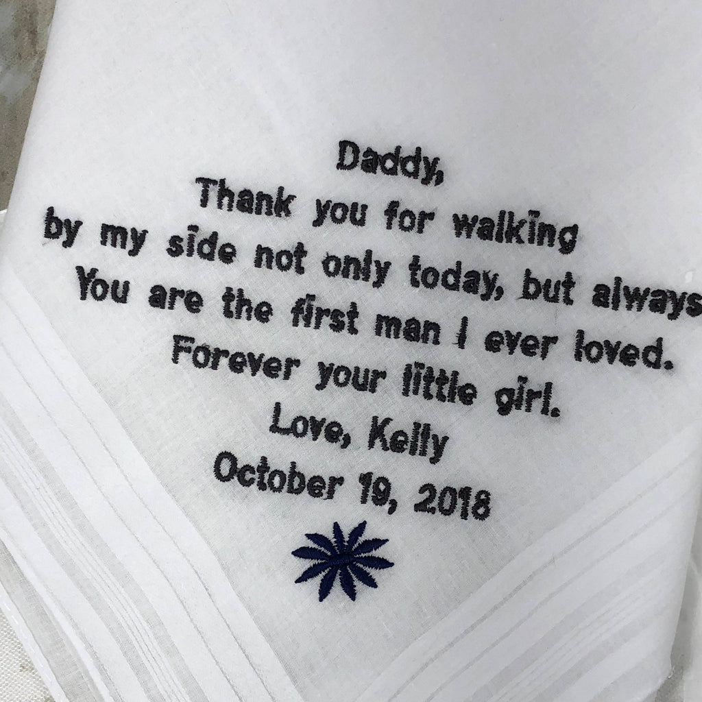 Wedding Gift- personalized handkercief - Wedding gift for dad. Father of the Bride hankerchief - Custom Bridal Gift on Wedding Day Gift