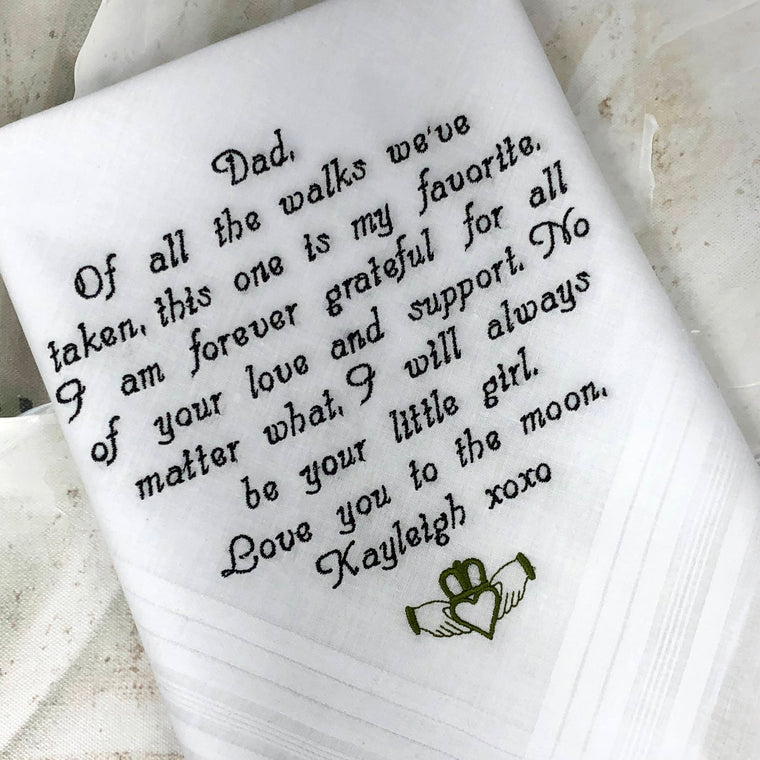 Wedding Gift- personalized handkercief - Wedding gift for dad. Father of the Bride hankerchief - Custom Bridal Gift on Wedding Day Gift