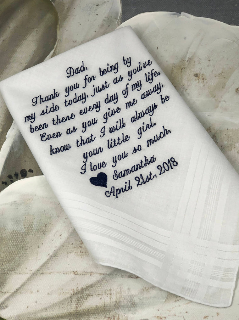 Personalized Handkerchief, Wedding Hankie, Personalized Wedding Handkerchief, Monogrammed Handkerchief -Embroidered-