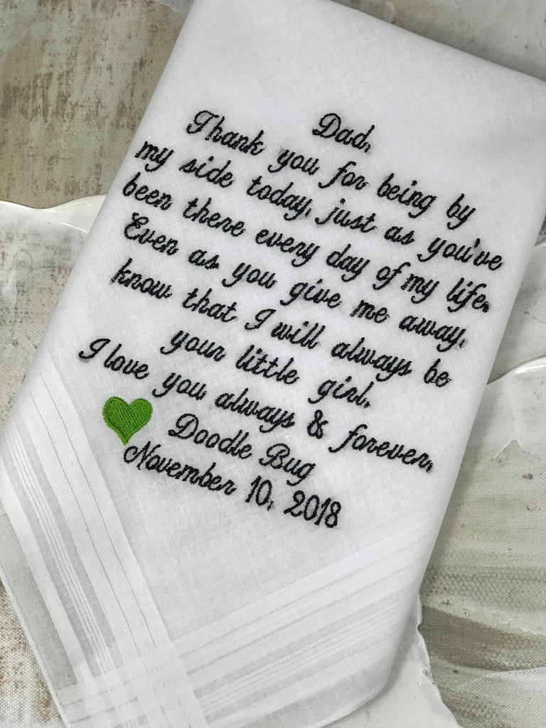 Father Of The Bride Gift | Wedding Handkerchief For Father | Personalized Wedding Gift | Wedding Gift To Father | Custom Handkerchief Dad
