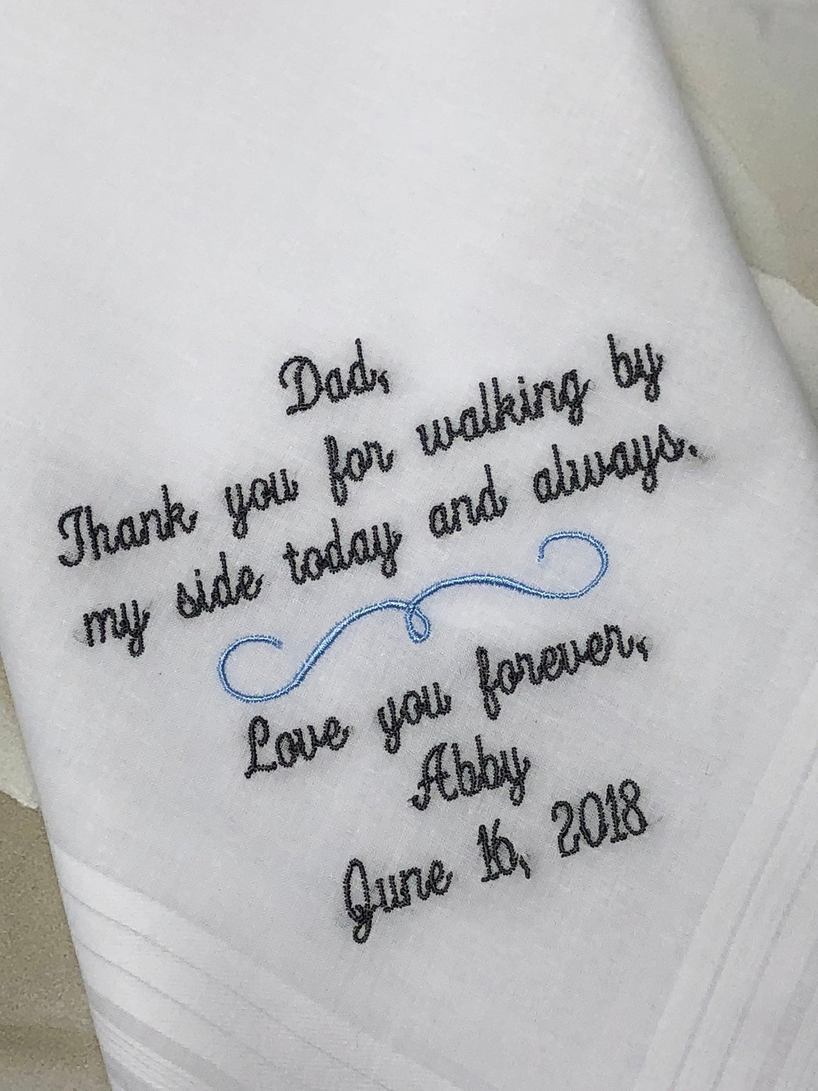 Father Of The Bride Wedding Handkerchief, Daddy Wedding Gift, Daddy Daughter Gift, Personalized Wedding Gift EMBROIDERED