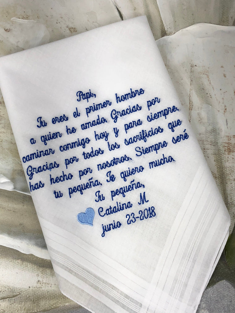Father Wedding Handkerchief Gift. Customize Wedding Handkerchief Father Of The Bride Gift, Mother of the Bride Includes a Match Gift Box