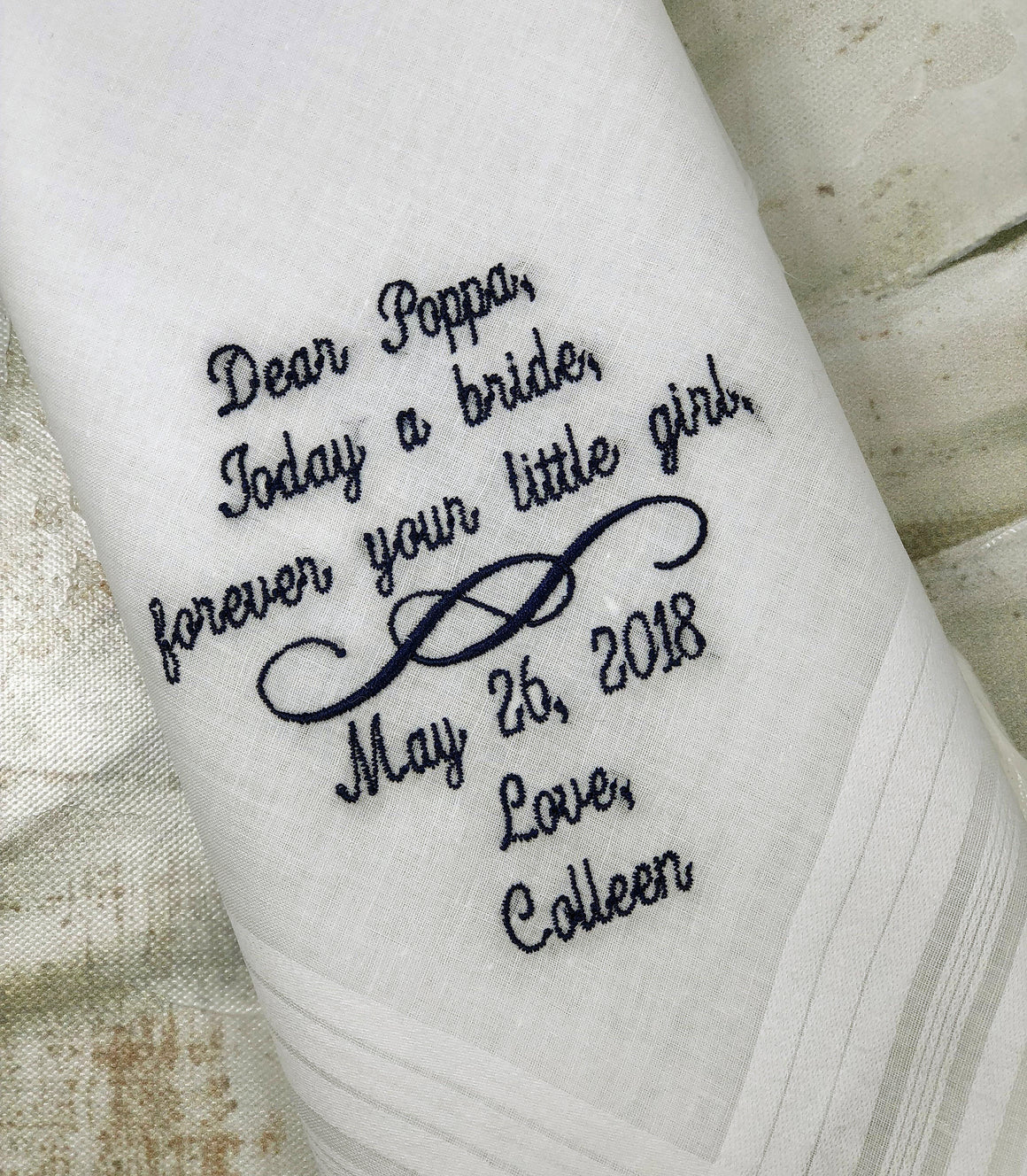 Personalized Wedding Handkerchief -Father of the Bride Wedding Hankerchief- personalized wedding gift for father of the bride