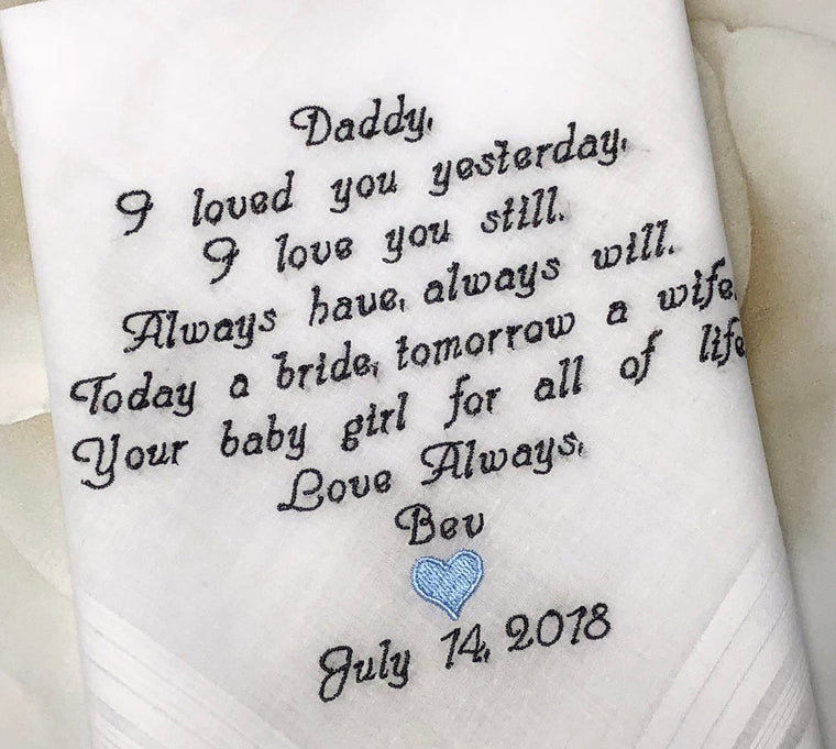 Wedding Handkerchief. Personalized Wedding Handkerchief Father Of The Bride Gift. CUSTOMIZED.EMBROIDERED Father Wedding Gift Grooms Dad Gift