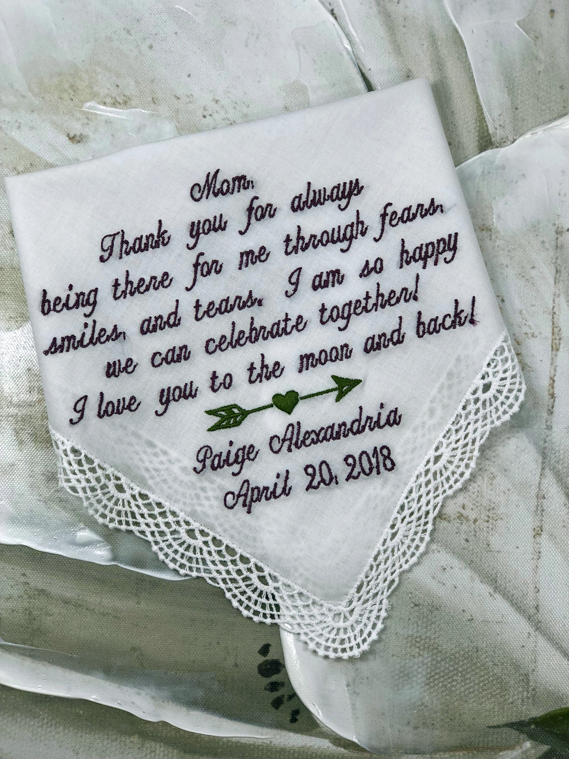 Mother Of The Bride Handkerchief. Wedding Handkerchief EMBROIDERED-CUSTOMIZED Mother of the Bride Gift Wedding hankies personalized hankies
