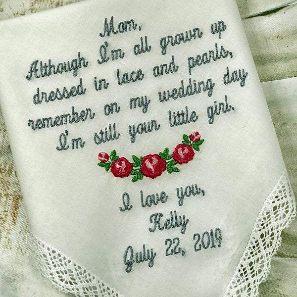 Mother Of The Bride Gift | Mother Of The Bride Handkerchief Wedding Handkerchief | Bridal Handkerchief | Mother Gift | Embroidered Mom Gift