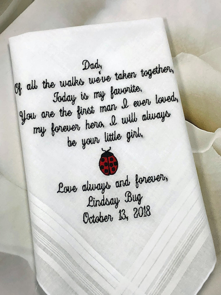 Father Of The Bride Gift | Wedding Handkerchief | Father Of The Groom Gift | Personalized Handkerchief | From Bride EMBROIDERED Handkerchief