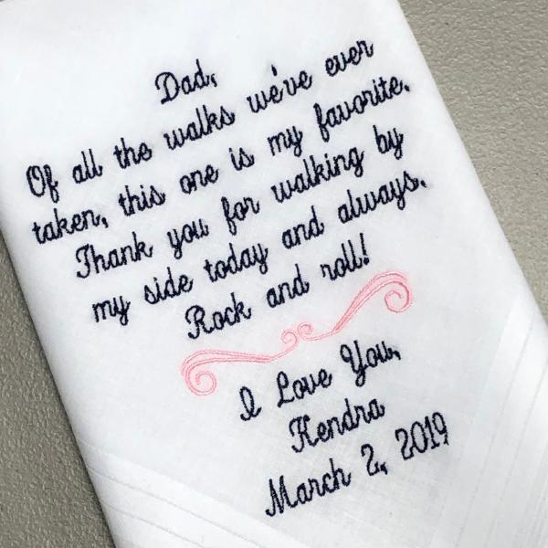 Embroidered Wedding Handkerchief For Your Father On Your Very Special Wedding Day - Includes A Beautiful Wedding Hankie Gift Envelope Free