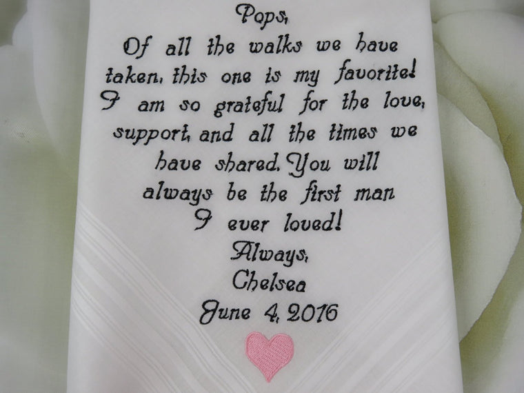 Wedding Gift For Dad - Custom Handkerchief - Father Of The Bride Gift - Personalized Wedding Handkerchief-Embroidery 30 words of your choice